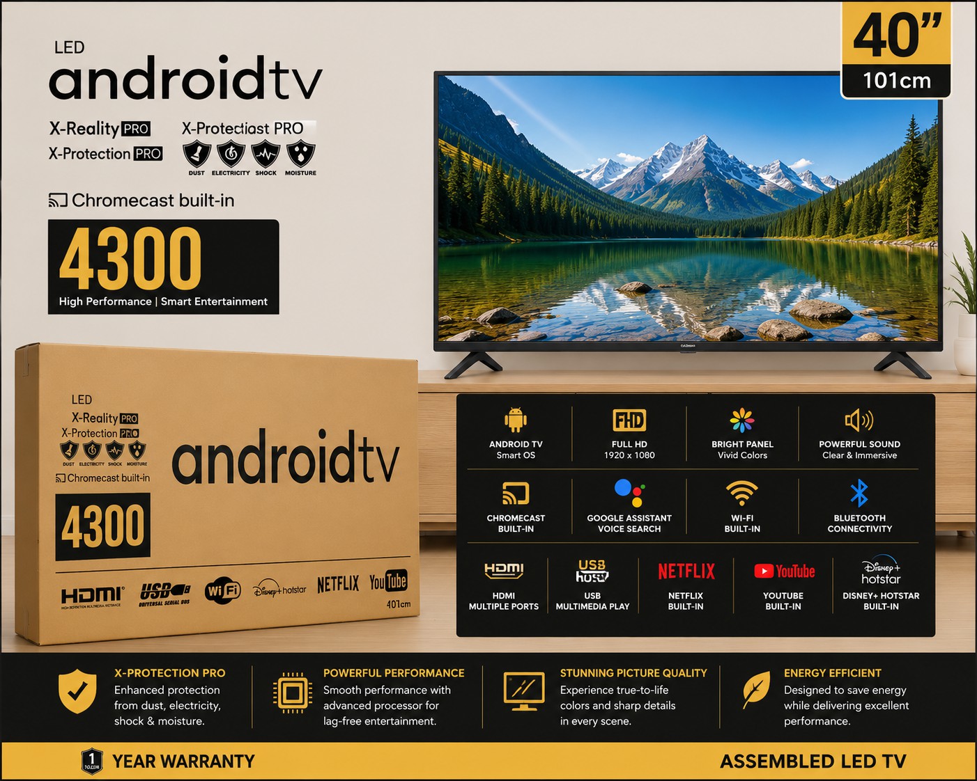 40 Inch Smart Full HD LED TV - ASSEMBLED